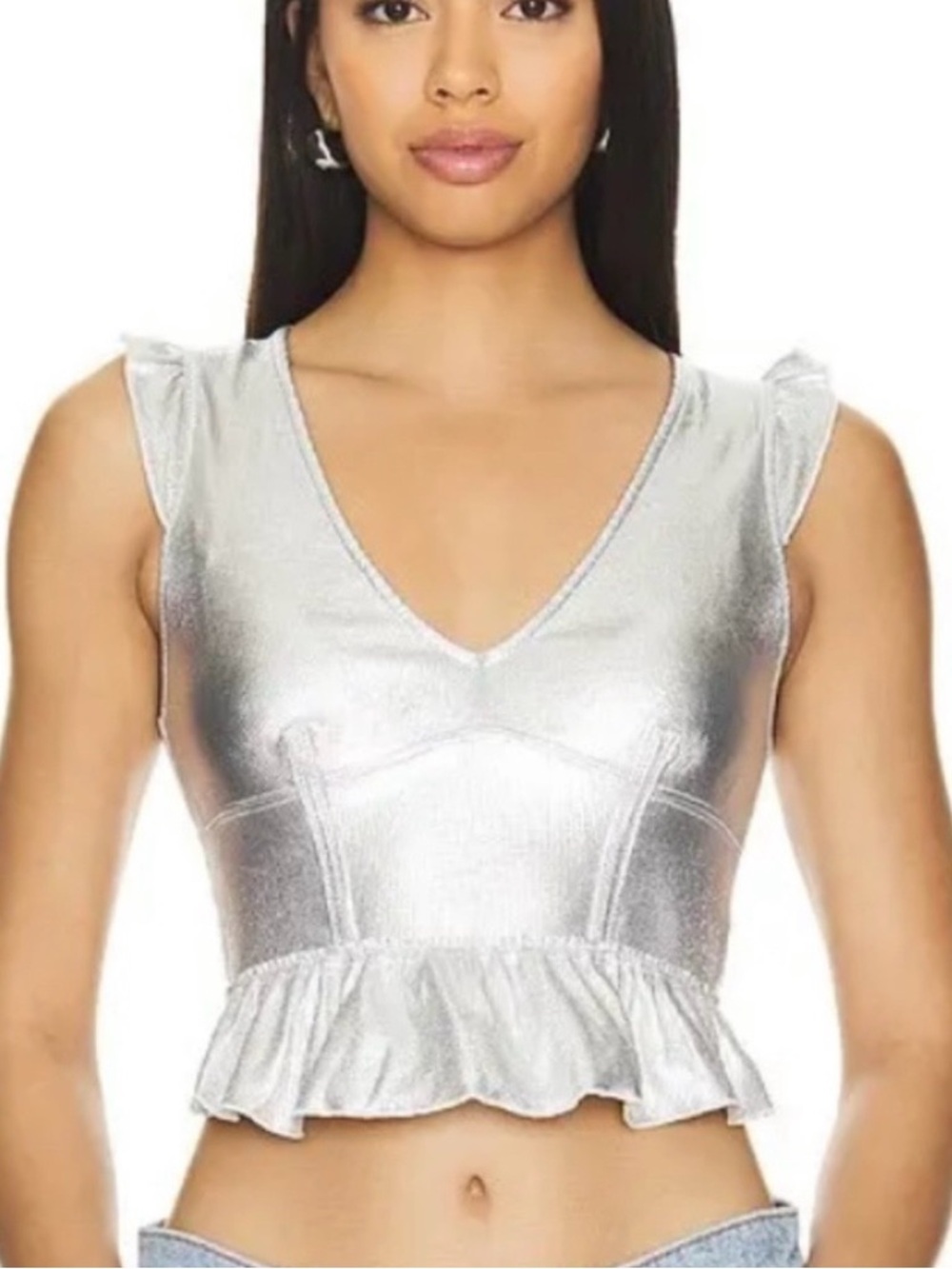FREE PEOPLE NWT Free People Xia silver metallic revolve tank M